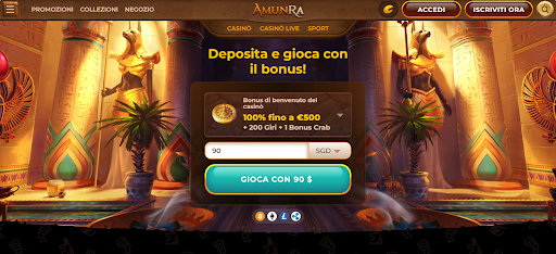 AmunRa è un casinò online non AAMS che offre bonus senza deposito